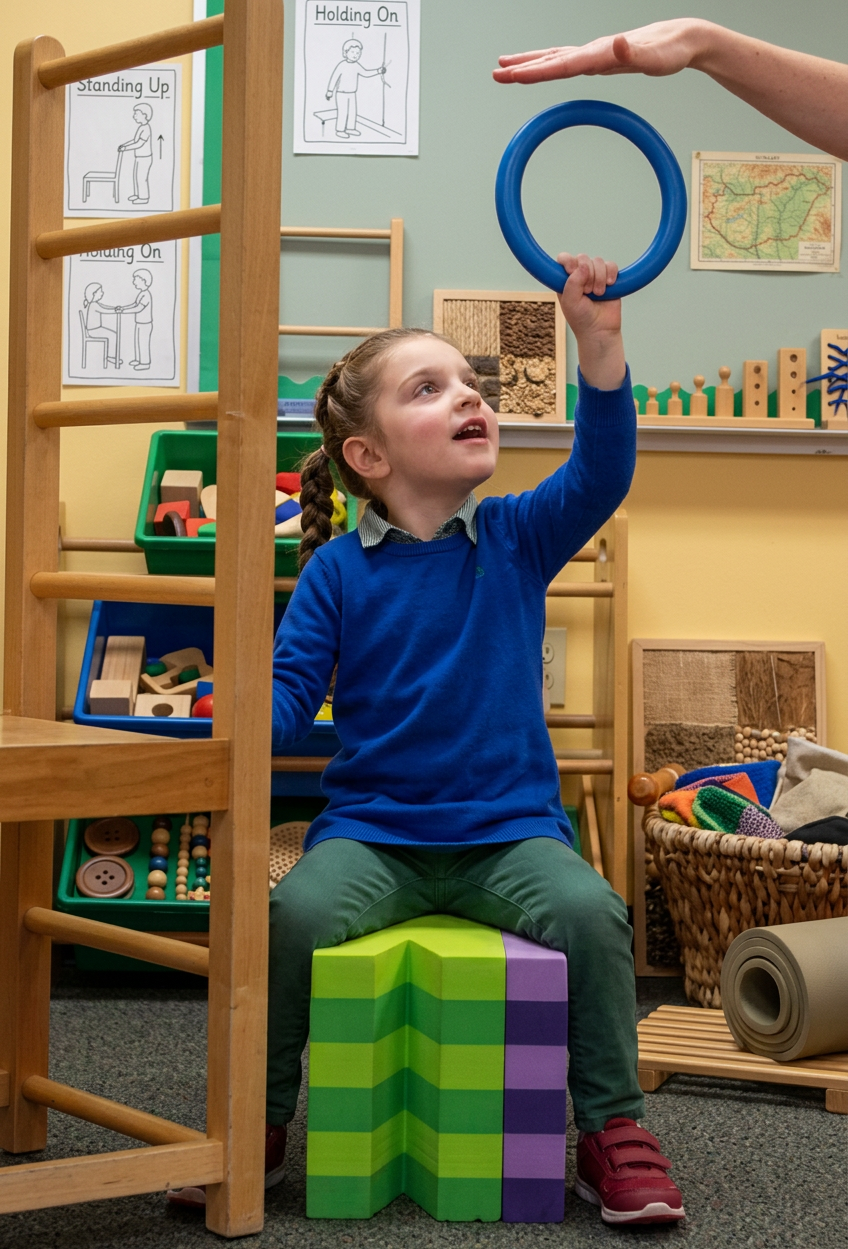Therapist supporting a child during an active movement session.